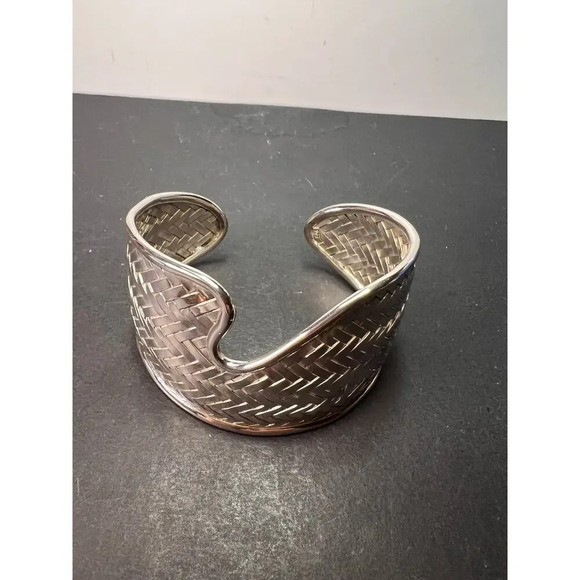 Sterling silver braided cuff bracelet - Picture 1 of 11